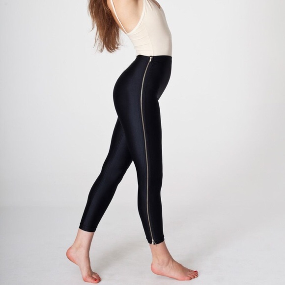 American Apparel Zipper Leggings BLACK Sz X-SMALL